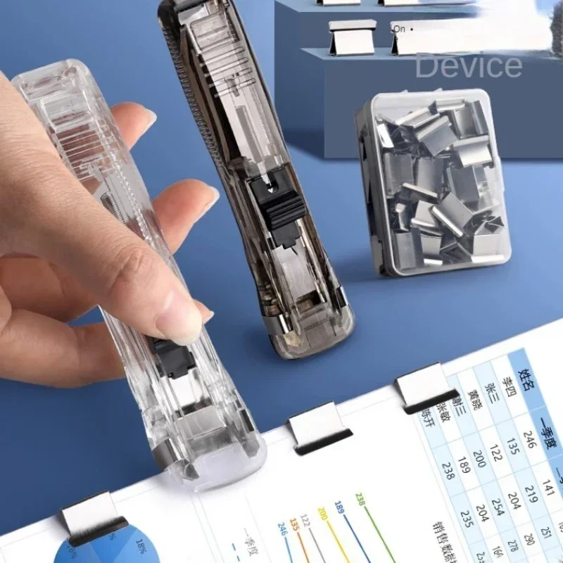 Push Clip Stapler Staple Remover Binder Push Clamp Tape Dispenser Paper Clips Stationery School Office Supplies Bookbinding