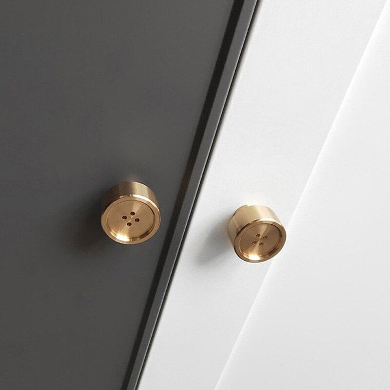 1Pcs Round Buttons Shaped Brass Drawer Pull Single Hole Door Handle Cabinet Dresser Wardrobe Knob