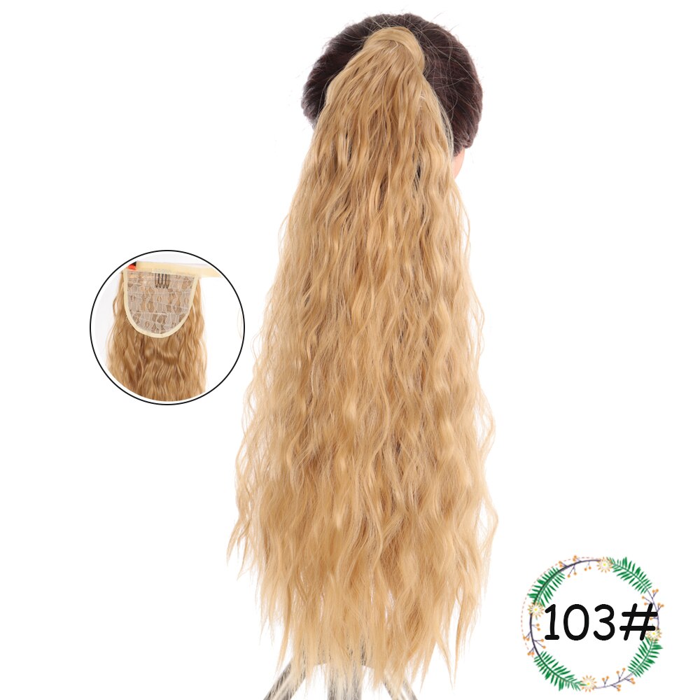 Weilai extensions syntetisk wrap on clip hestehaler majs bølget hestehale hårstykke ombre brun rød falsk hår lang hestehale paryk: M022-103