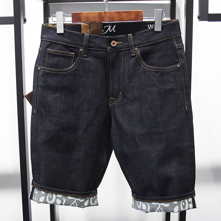 Red ear denim original color casual men's jeans shorts loose straight shorts men's: 36