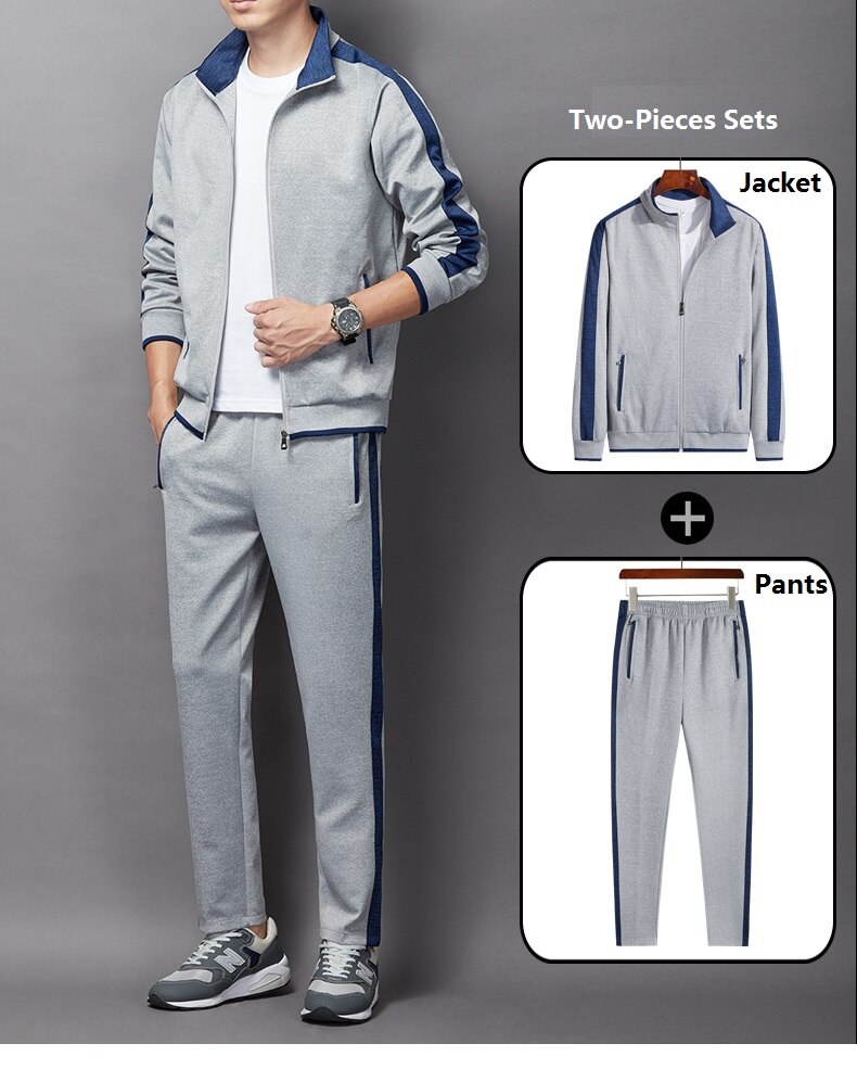 2 Stuks Herfst Trainingspakken Mannen Sport Set Jas Broek Fitness Pak Rits Fitness Comfortabele Sportkleding Set Mannelijke Jogger Running