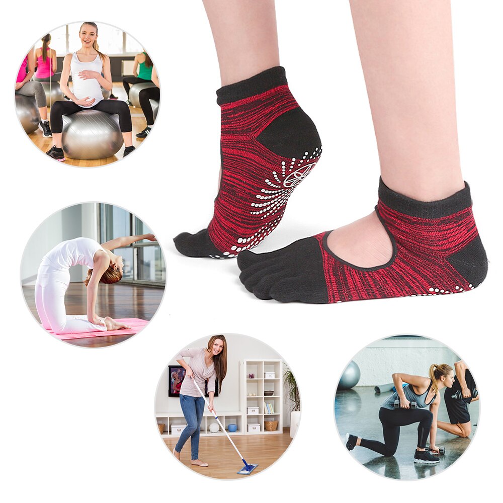 Yogasokken met volledige teen, dames, antislip, ademend, vijf tenen sokken, grip, pilates, barre, dans, fitness, yoga, sport, thuisgym