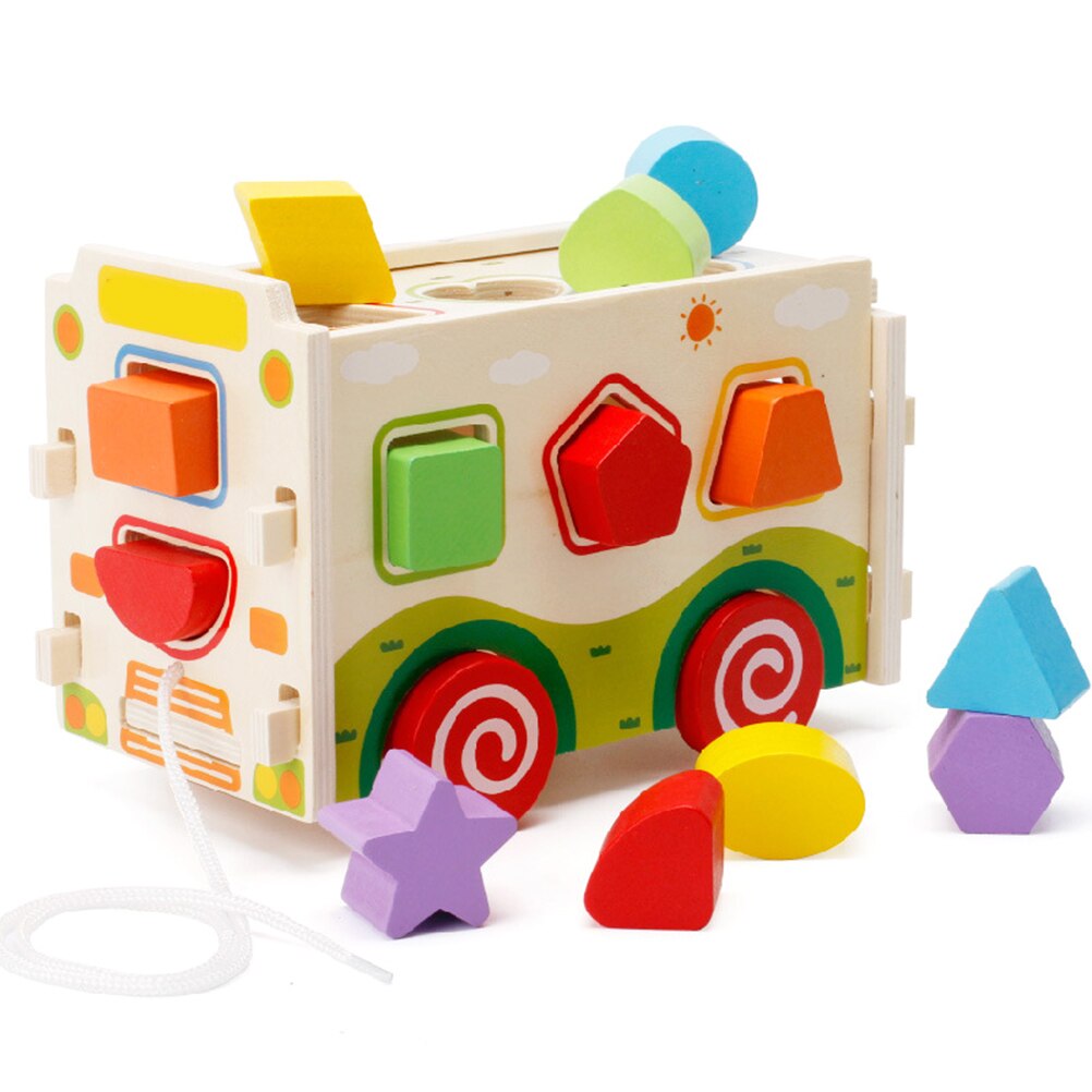 Houten Vorm Sorter Speelgoed Houten Vorm Sorter Met Tangram 3D Push Truck Blok Bus Educatief Speelgoed Voor Kinderen