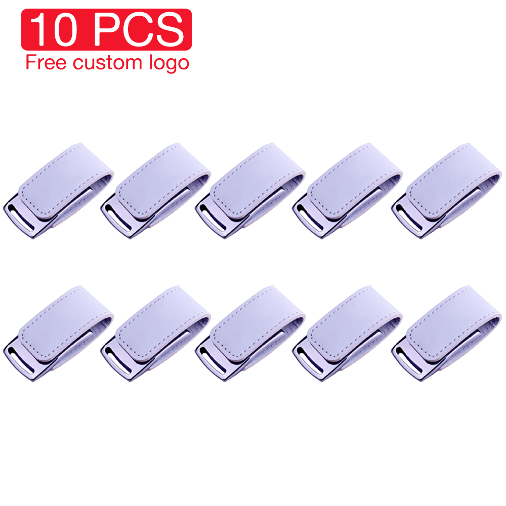 JASTER 10 Uds volumen de ventas cuero 2,0 USB Flash Drive 4GB 8GB U Disk 16GB Memory Stick 32GB logotipo personalizado gratis de boda: Rojo / 4 GB