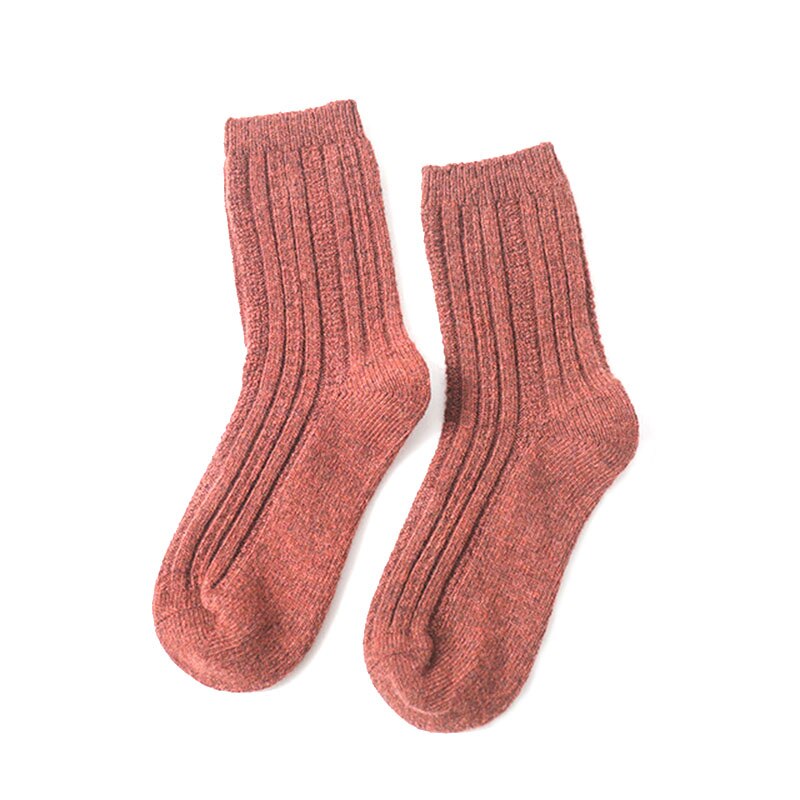 Damessokken herfst winter dikke wollen sokken ademend deodorant warm effen kleur casual dames katoenen sokken 2369: Bruin
