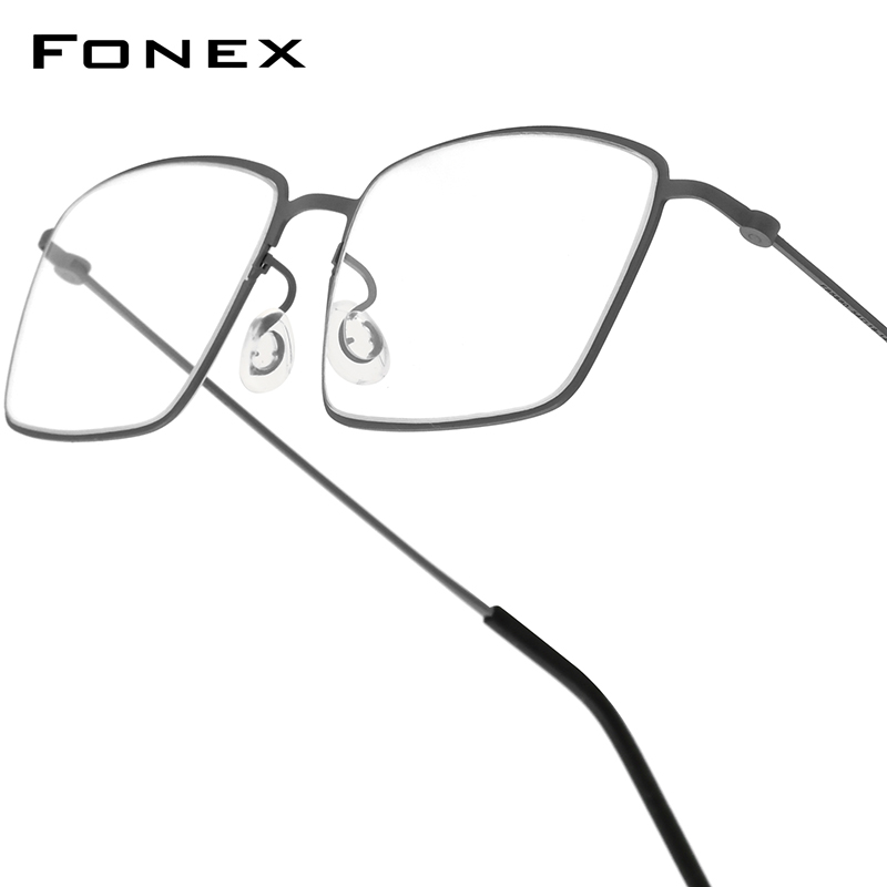 FONEX-Monture de lunettes en titane B pour hommes et femmes, de , montures rondes, poids ultraléger, Morten, lunettes coréennes sans vis: Café