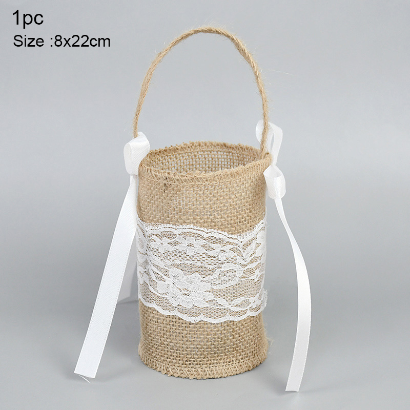 1pc White Wedding Flower Basket Lace Pearl Rhinestone Flower Petal Confetti Girls Basket For Wedding Engagement Party Decoration: DEEP BLUE
