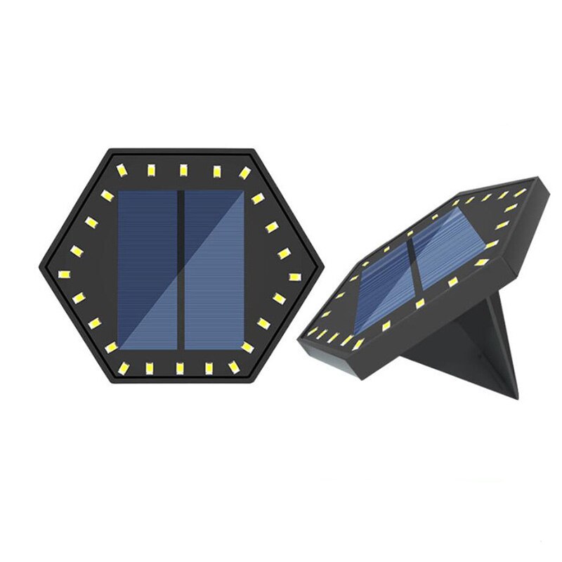 Solar Hexagon 24LED Underground Light Wall Mounted Connectable Outdoor ABS CE RoHs Certified Lawn Lamp for Fence Courtyard