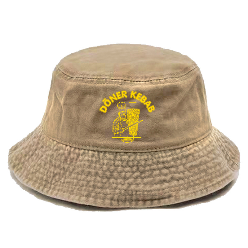 Doner Kebab Bucket Hat Distressed Hats Cap Washed Men Retro Outdoor Summer Doner Kebab Cap Bob Panama Caps: Bleu