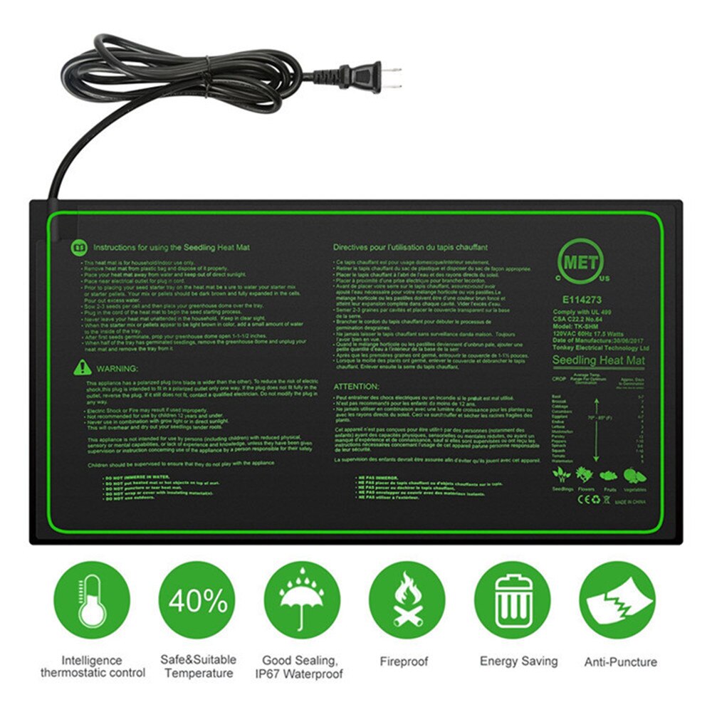 50*25cm Seedling Heating Mat Waterproof Plant Seed Germination Propagation Clone Starter Pad 110V/220V Garden Supplies