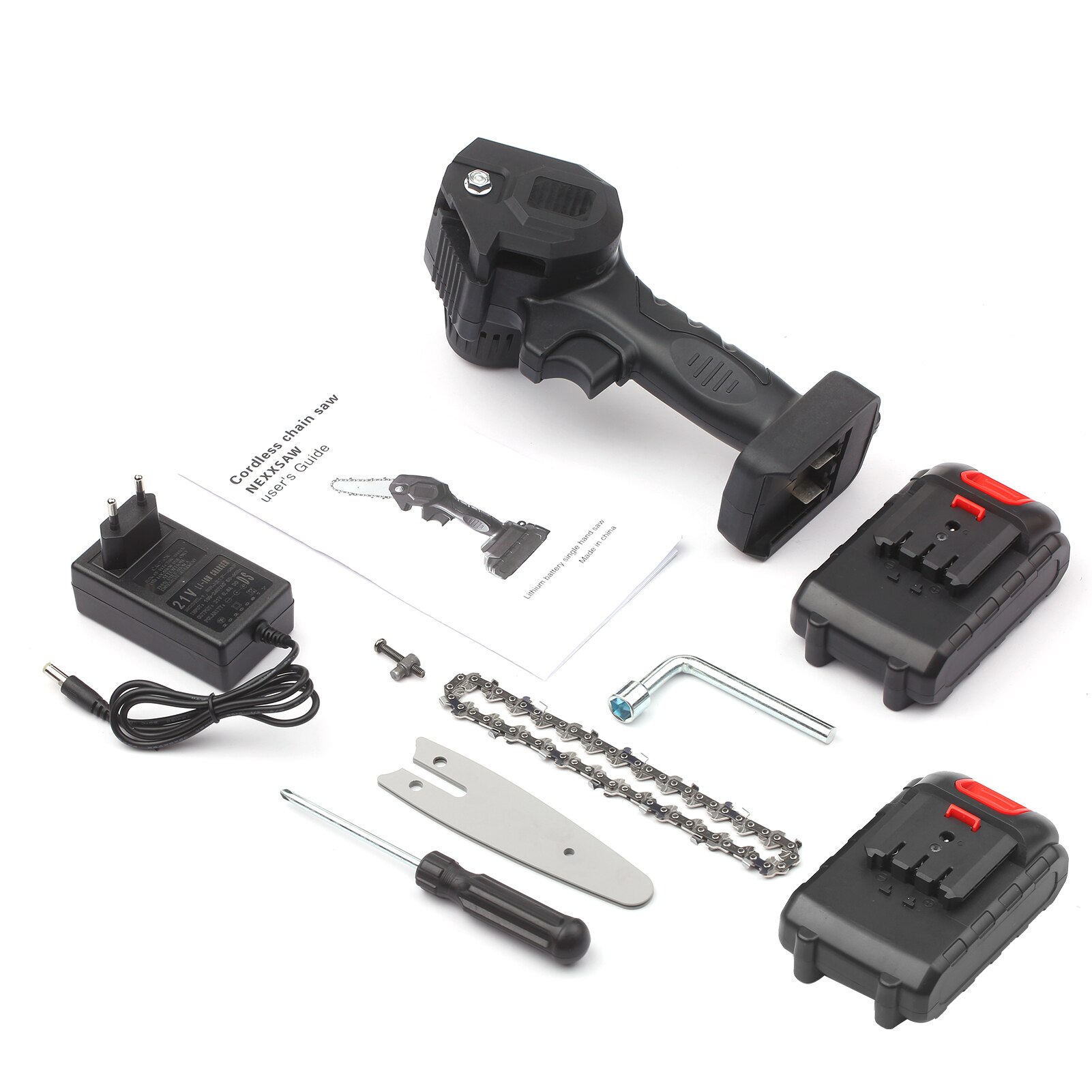 Portable Electric Pruning Saw Cordless Chain Saw with 2PCS Rechargeable Battery Wood Cutters Varibale Speed Mini Electric Saw