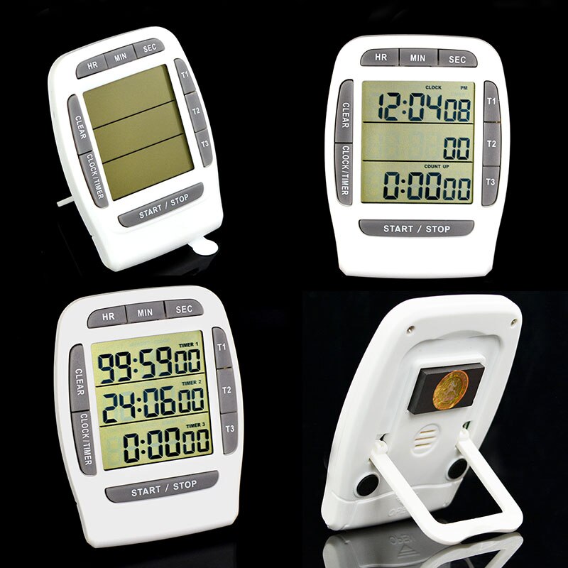 Digital LCD Multi-Channel Count Down Up Timers Laboratory 3 Channel CountDown&Up Cooking Kitchen Sports Alarm Clock Timers