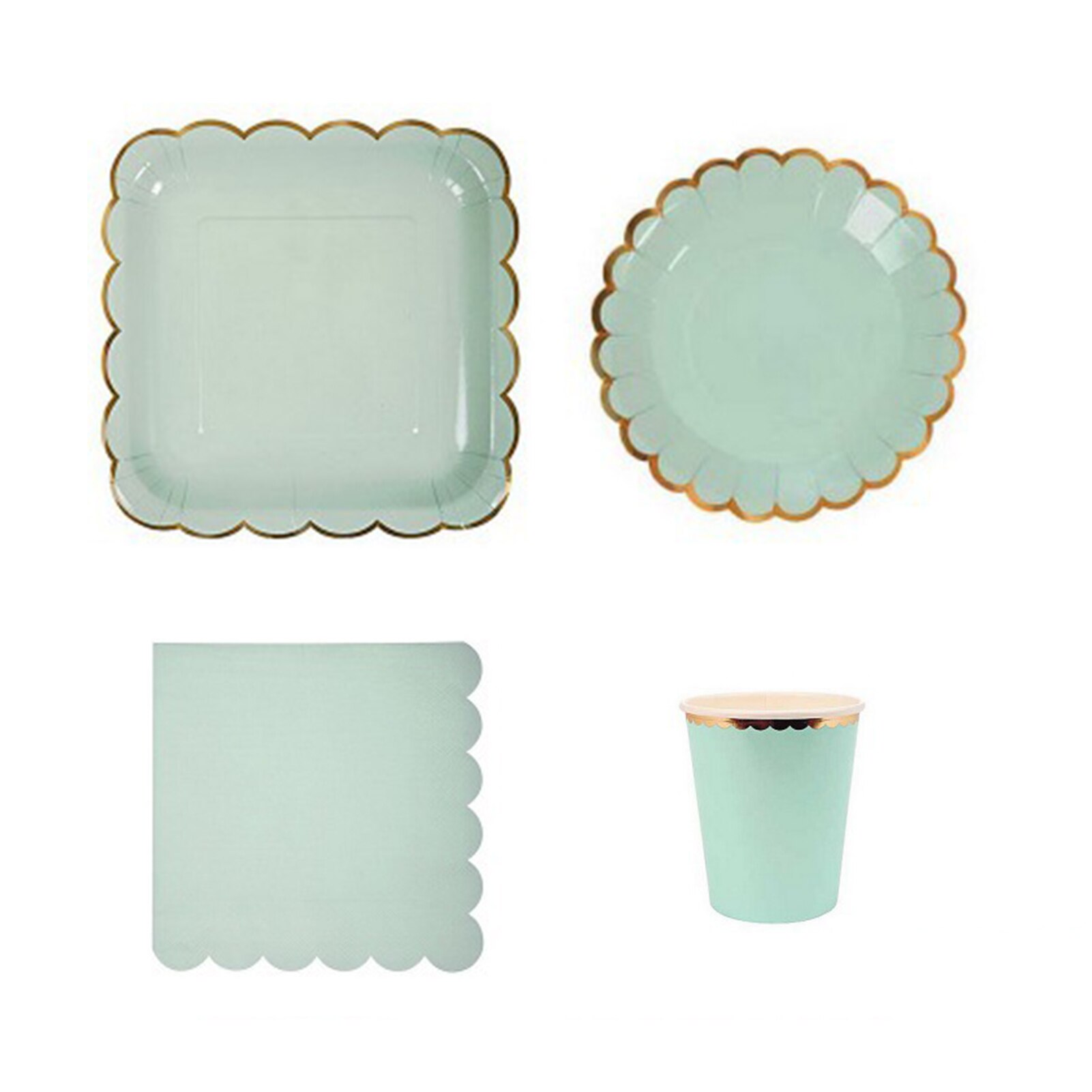 Met servet wegwerpbordset feestdagen papier bruiloft feest eetkamer diner servies bekers salade buiten picknick verjaardag
