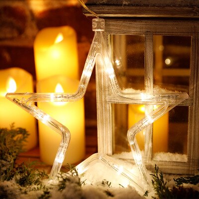 Julepynt lys bjeller snømann lys led klistremerke lys jule jule lys krans for hjemmeinnredning festival dekor: 1 stk stjerne