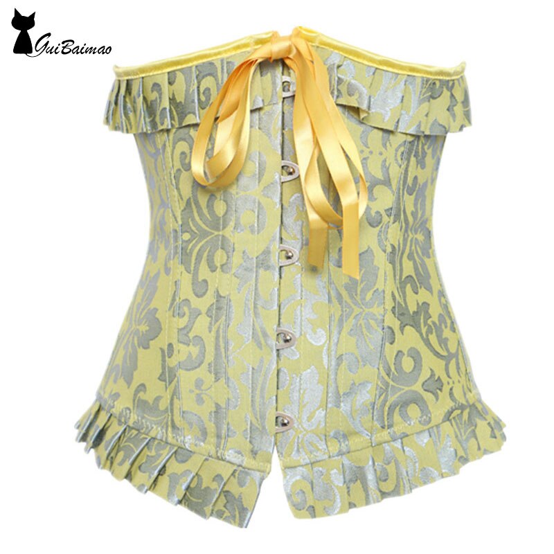 Victoria-stijl korset geplooide veter taille trainer lolita onderbuste korset: S