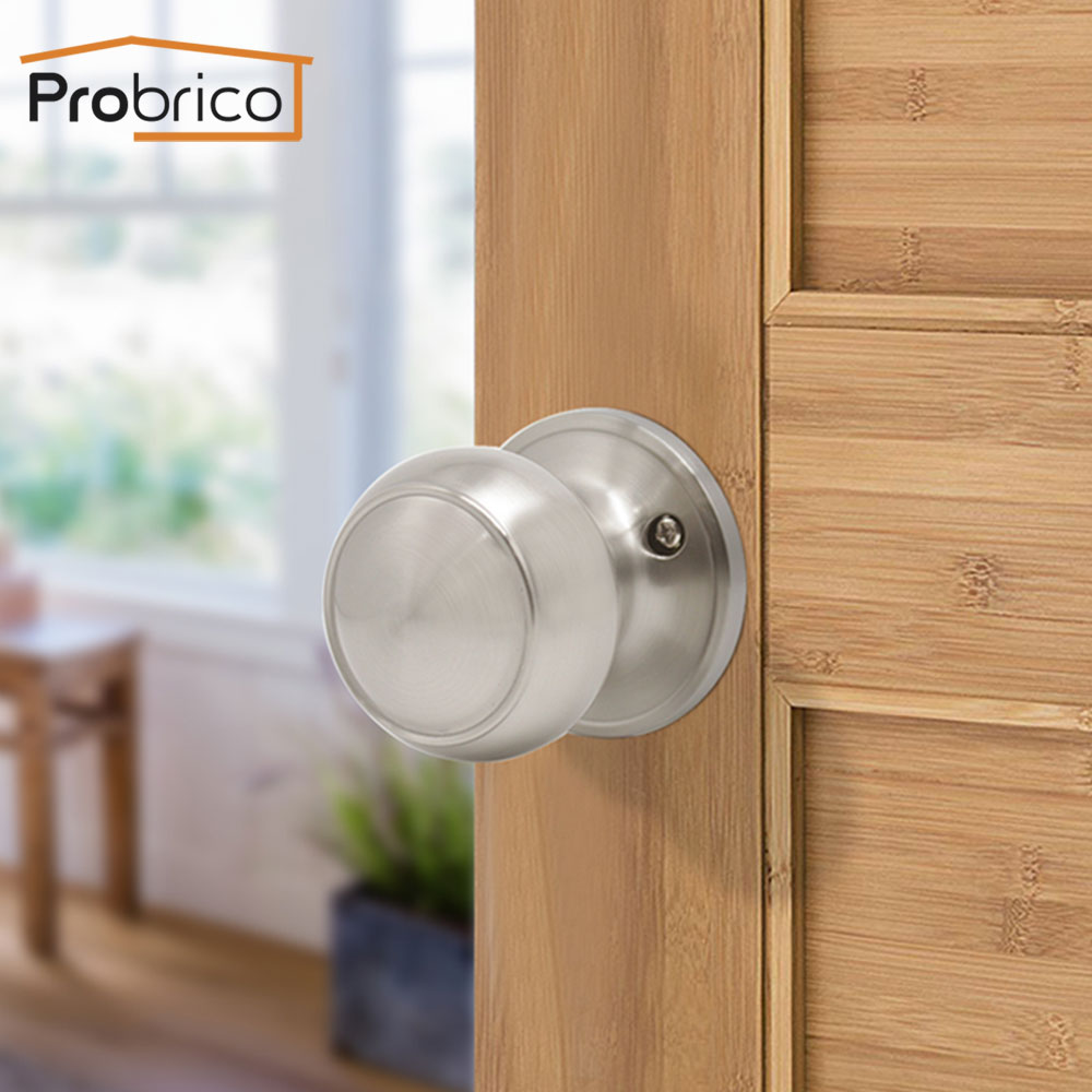 Probrico Interior Door Knobs Rotation Locks stainless steel door Handles with latch for Aisle Living Room Keyless passage lock