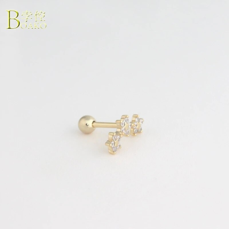 Boako 925 Sterling Zilver Single Stud Oorbellen Voor Vrouwen Zirkoon Oorbel Piercing Kraakbeen Aretes Oorbellen Pendientes Sieraden