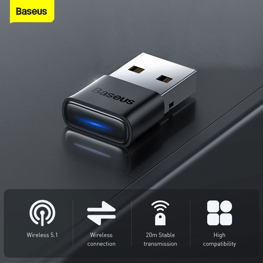 Baseus Usb Bluetooth Adapter Bluetooth 5.1 Draadloze Bt Ontvanger Zender Adaptador Voor Pc Speaker Muis Muziek Audio Adapter