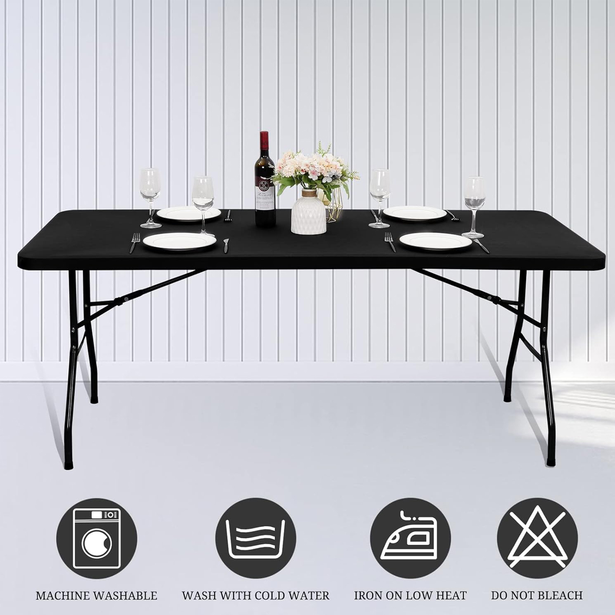 3 Size Elastic Fitted Fabric Rectangle Table Cloth Folding Tables Washable Picnic Camping Indoor & Outdoor Table Slipcover