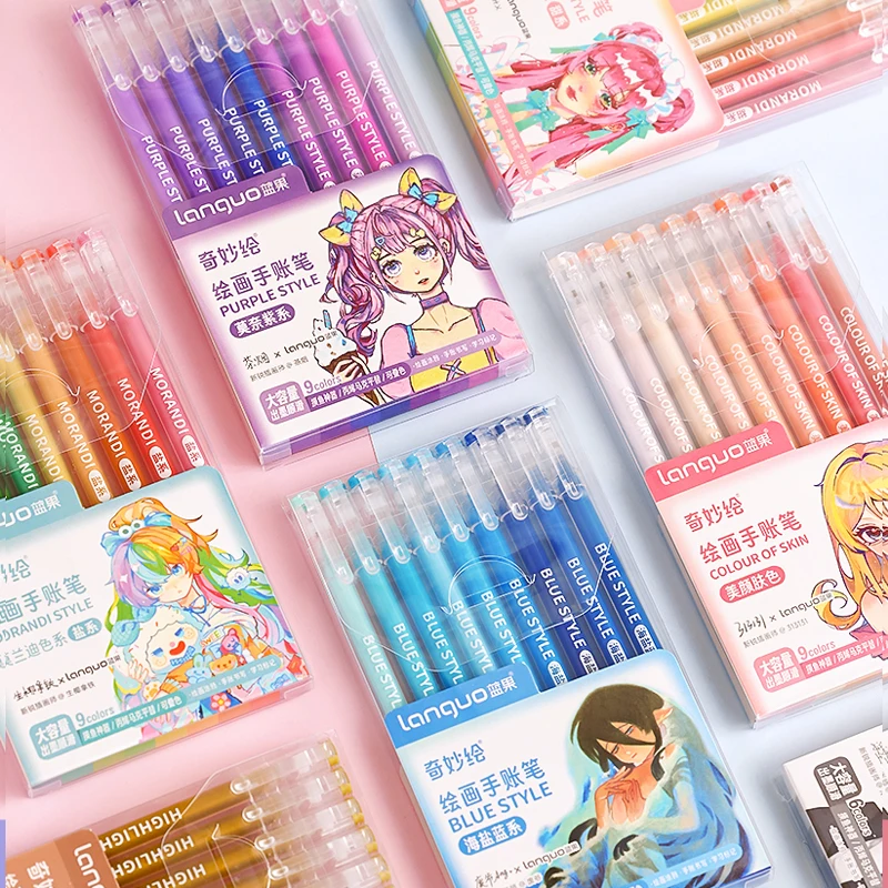 Marcadores de colores kawaii para estudiantes, bolígrafos de pintura estética, bonitos suministros de papelería de oficina, bolígrafo de gel