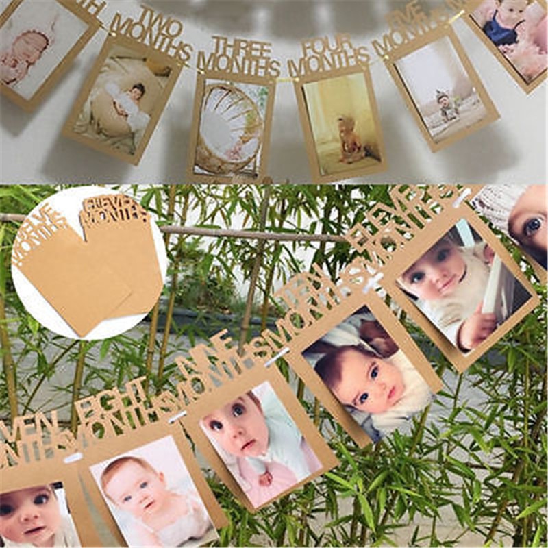 Home Decoratie Banner Foto 'S van De 1 tot 12 Maanden Baby's Verjaardagsfeestje Decor