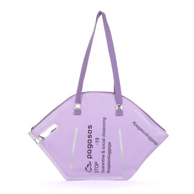 Masker Schoudertassen Grote Capaciteit Zakken Toevallige Canvas Tote Creatieve Hobos Vrouwelijke Mode Trendy Dames Shopper Vrouw Handtas: Purple