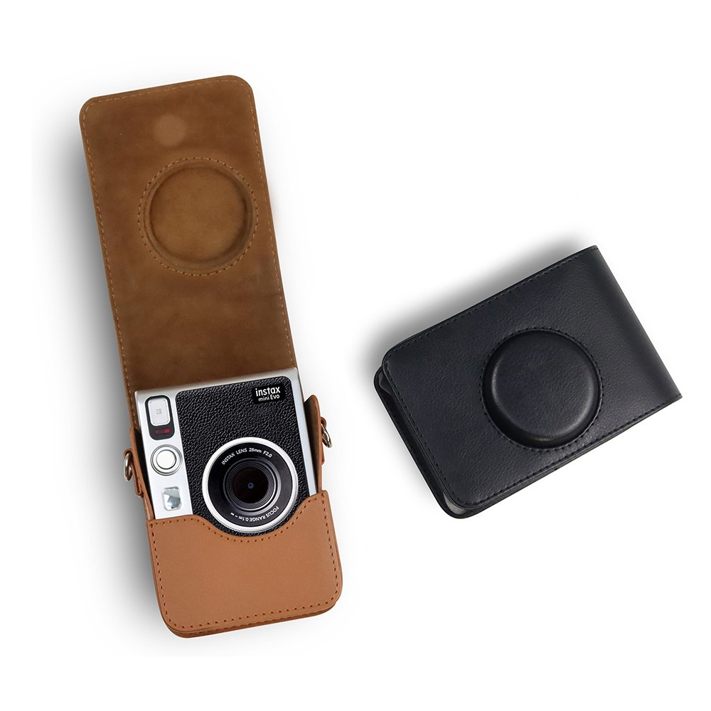 Torba na aparat Fujifilm Instax Mini EVO Instant Film Camera Case PU Leather Soft Silicone Cover Bag z paskiem na ramię