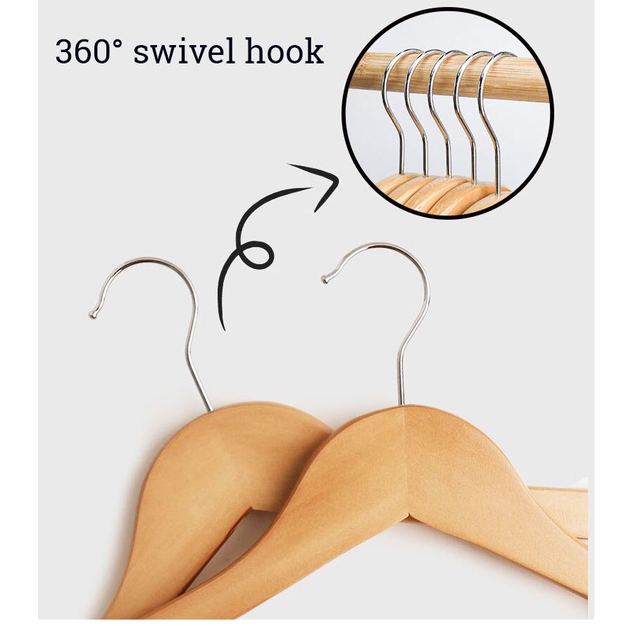 5/20pcs Retro Wooden Hanger Anti-Slip Drying Clothes Rack Wardrobe Organizer Suit Hanger Store Display Save Space