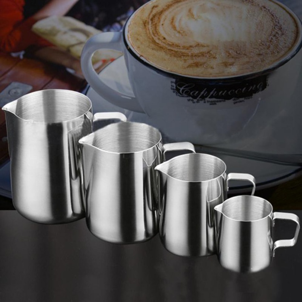 Jarra de espuma de acero inoxidable para cocina, jarro con flor, taza de café Cappuccino, tazas de leche, jarra de Metal con leche