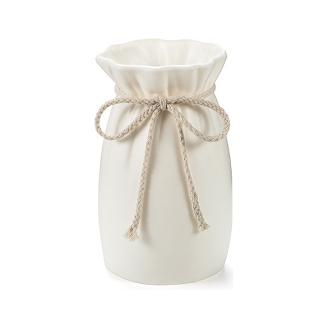 Home White Flower Vase Plastic Bow Plant Bottle Desktop Decor Ornament Garden: Red