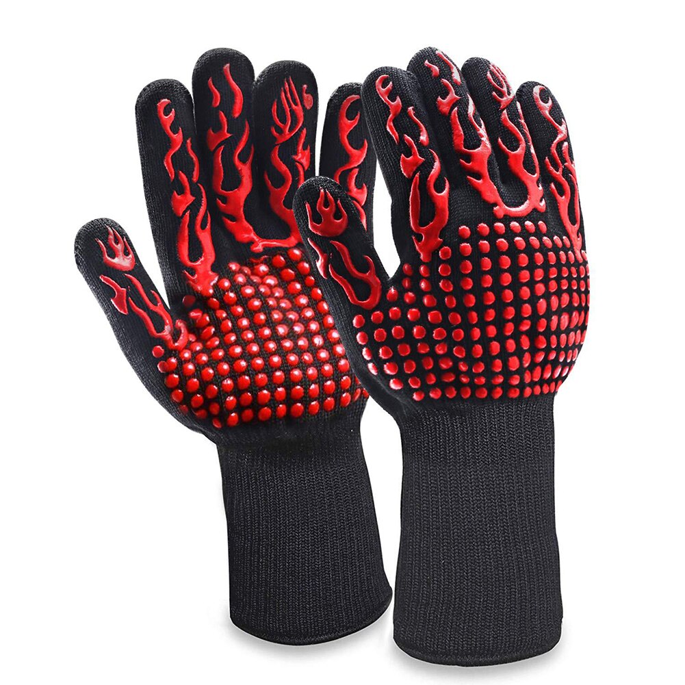 1 par grillhandsker bbq-handsker køkkenovne bageglade handsker ekstrem varmebestandig multifunktionel grillning af handsker