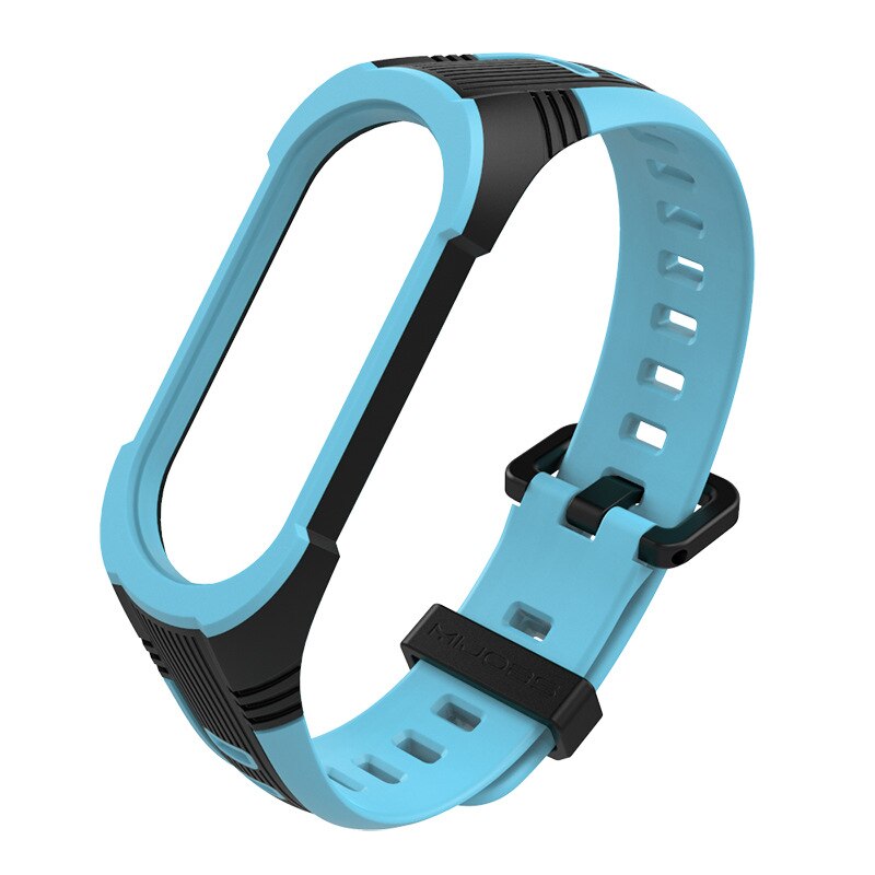 Xiaomi Mi Band 5 4 3 Strap Replacement Wristband Bracelet Silicone Dual Color Watch Band Xiaomi Mi Band Wristband: black sky blue