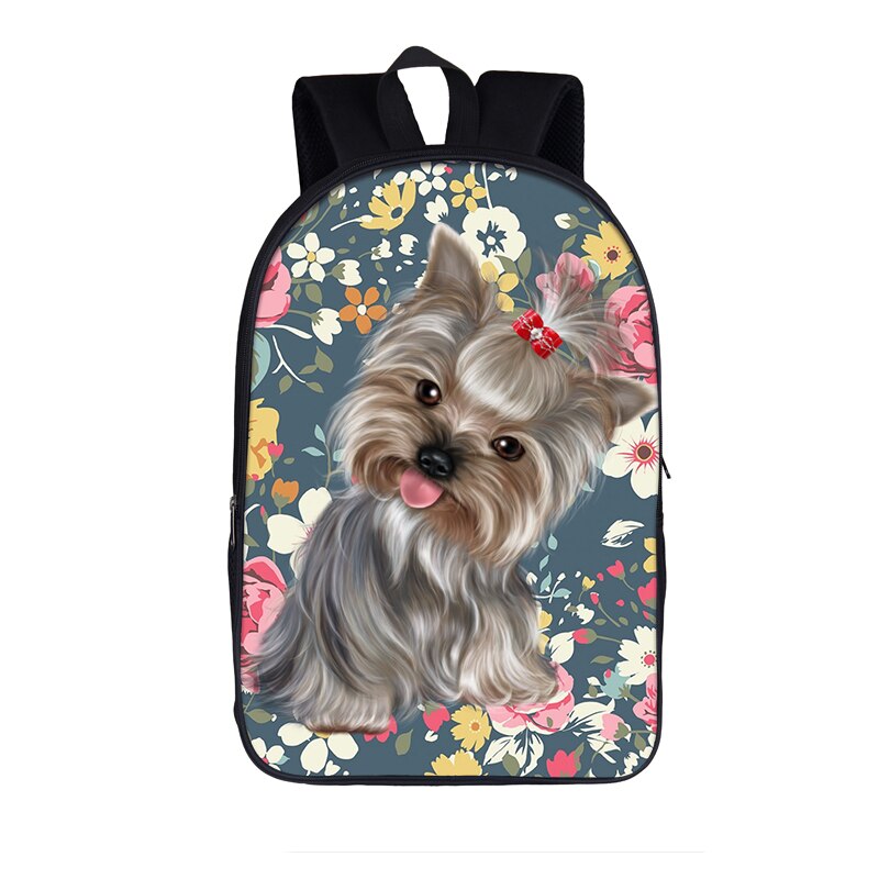 cute Yorkshire Terrier dog print backpack women rucksack children school bags for teenager girls daypack kids bookbag: 16yorkshire01