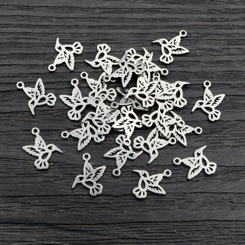 30 unidades de abalorios de aves de 12x11mm sin Fade 316 de acero inoxidable colgante de artesanía accesorios de fabricación de joyas DIY para collar de pulsera