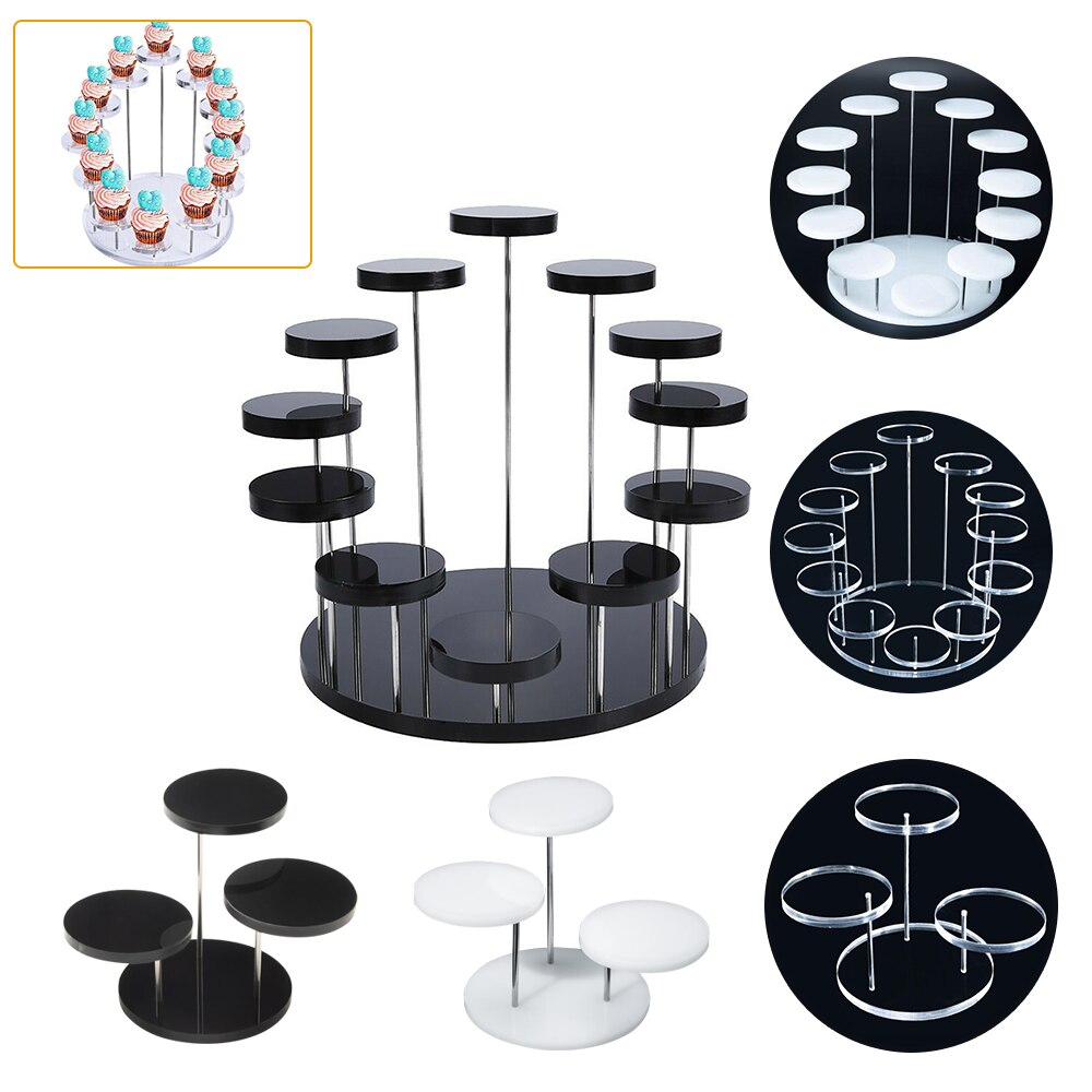 Round Cupcake Stand Acrylic Display Stand For Jewelry Cake Dessert Rack Party Wedding Cake Stand Baby Shower Decoration Holder