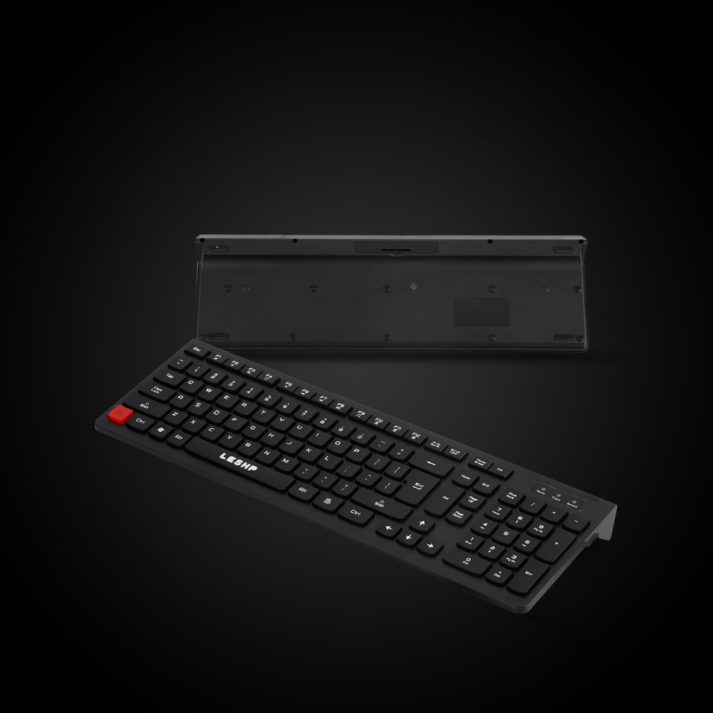 LESHP Ultra-thin Chocolate Wired Keyboard Desktop Office Home Games Slim Mute Computer 104 Keys Full-size Ergonomic