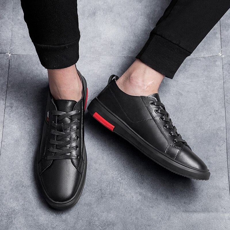 Herre sko udendørs mænd walking sneakers sorte mænd fritidssko mænd læder sko til mænd lejligheder