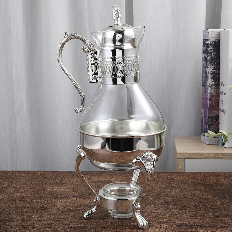 European-style heatable glass coffee pot home fruit teapot flagon luxury coffee shop dish Coffee accessories: Silver