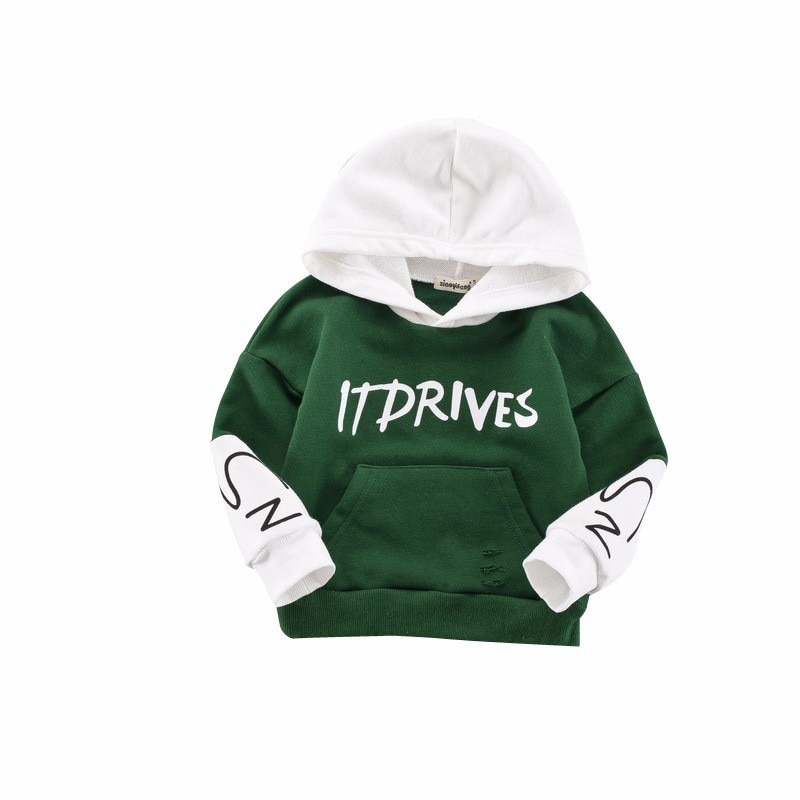 Ropa de bebé de primavera y otoño, sudaderas con capucha de algodón para niños y niñas, blusas con letras para bebés, sudaderas con capucha para niños, tops