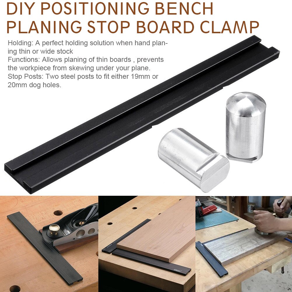 Bench Woodworking Tools Auxiliary Clamp Workbench Table 19mm 20mm Dog Hole Baffle Plate Aluminum Alloy DIY Planing Stop Board