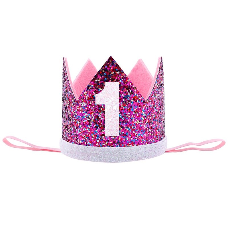 Baby Boy Girl First 1st Birthday Party One Three Eighteen Years Old Crown Pattern Children Hair Band Headband Prince Hat: 6