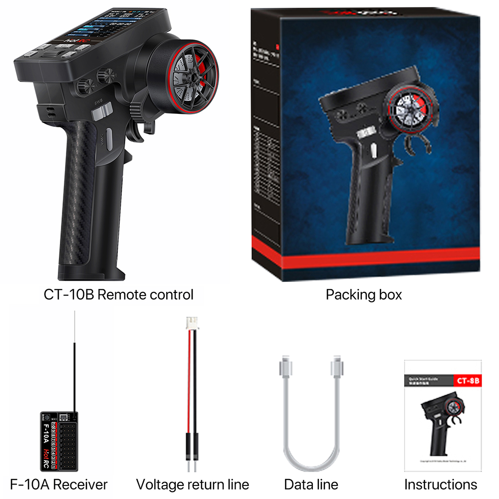 HotRC Zender CT-10B 10CH 2.4GHz Radio Systeem Afstandsbediening met F-10A PWM GFSK Ontvanger voor RC Auto Boot Model