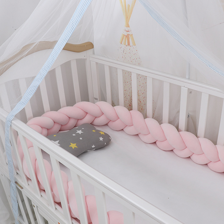 3m længde nordisk knude barneseng sengetøj sæt krybbe beskytter vugge kit sæt baby værelse dekoration: 6