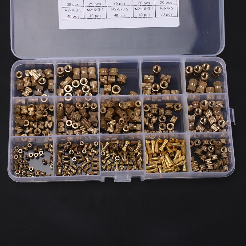 Beste 370Stck M2 M3 M4 M5 Weibliche Gewinde Rändel Durcheinander Gewinde Einsatz Einbettung murmeln Sortiment Bausatz für 3D Druck
