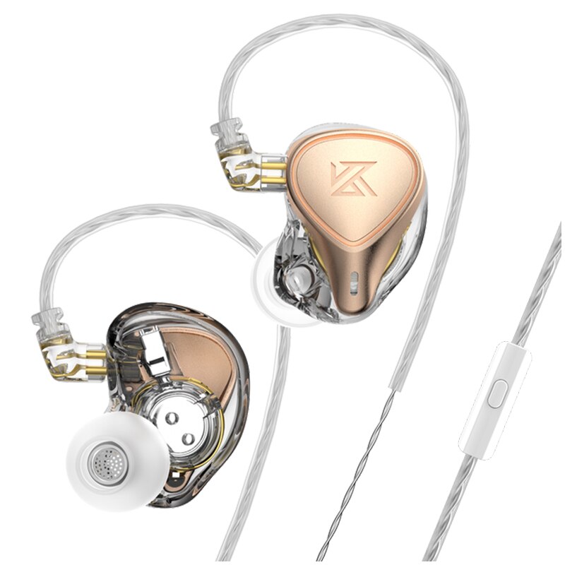 KZ ZEX Profi Headset Noice abbrechen Sport Musik Kopfhörer hybrid Technologie Elektro in-Ohr Monitor Metall Verdrahtete Kopfhörer: Gold mit Mic
