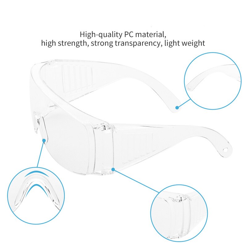 PC hard transparent dustproof eye protection safety goggles anti-pollution light glasses for outdoor work in factory lab