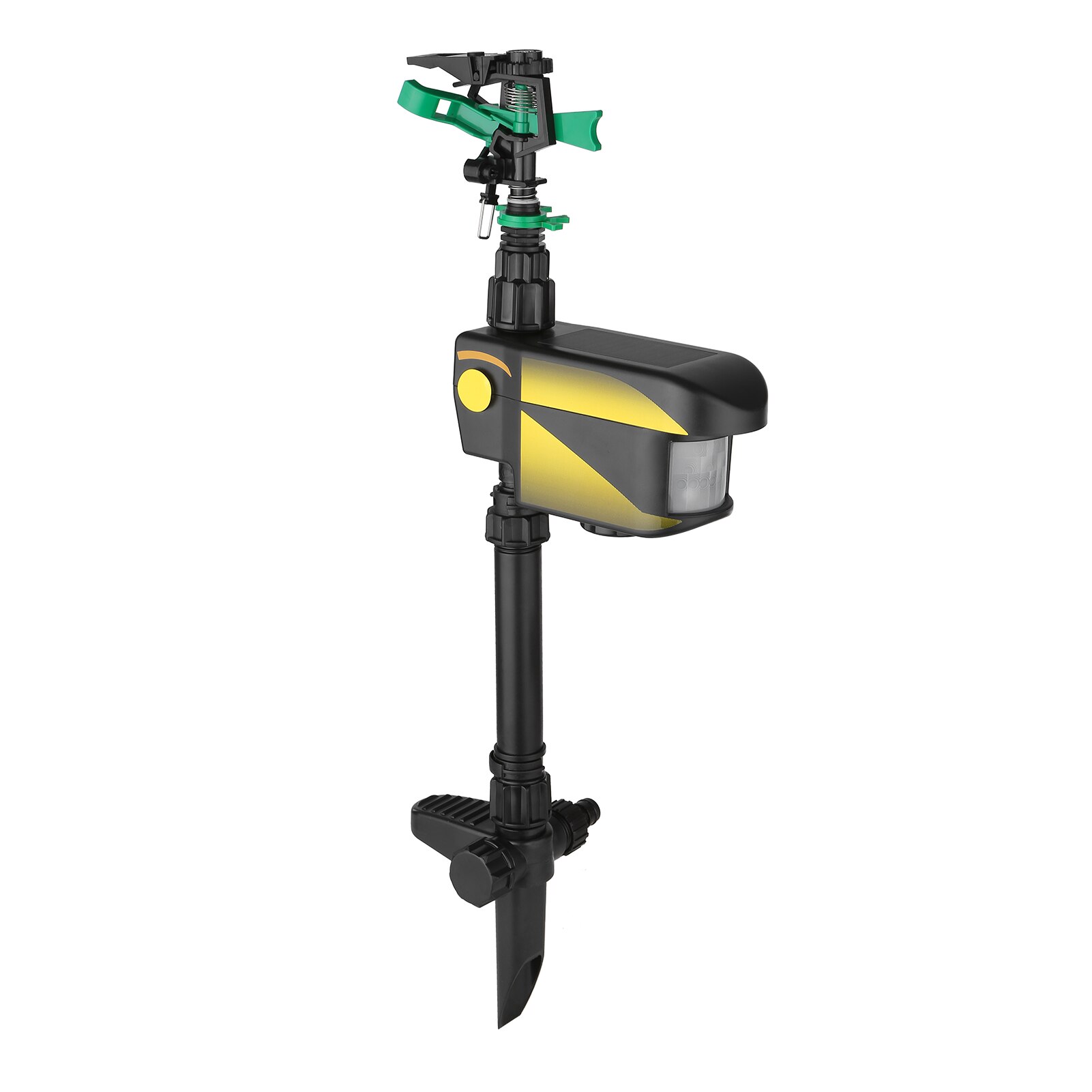 Solar Power Motion-Activated Animal Repeller Yard Enforcer Motion-Activated Sprinkler with 3 Time Modes Adjustable Spray Angle