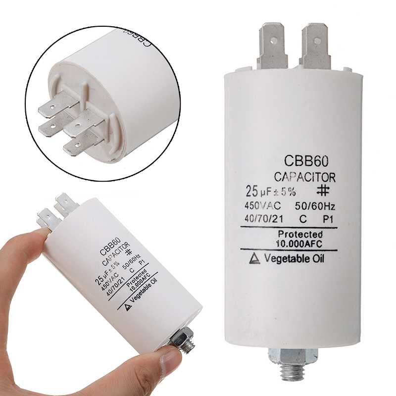 Uniwersalny silnik 25uf kondensator CBB60 kondensatory rozruchowe pompy wodnej 450V silniki AC