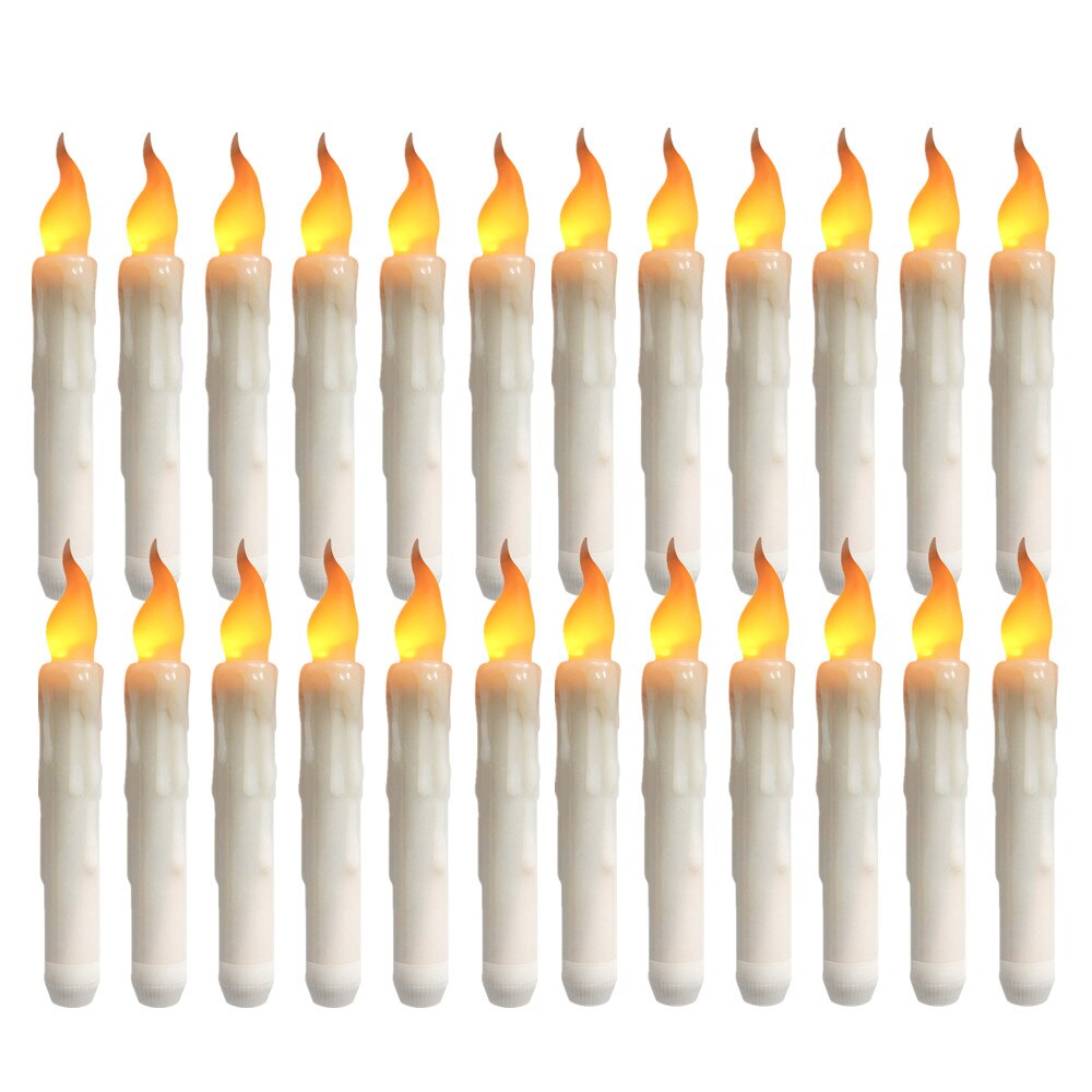 12/24pz portato candele coniche senza fiamma 6.5 &quot;candela affusolata alta a batteria candelieri portatili a fiamma tremolante bianco caldo: 24 pezzi