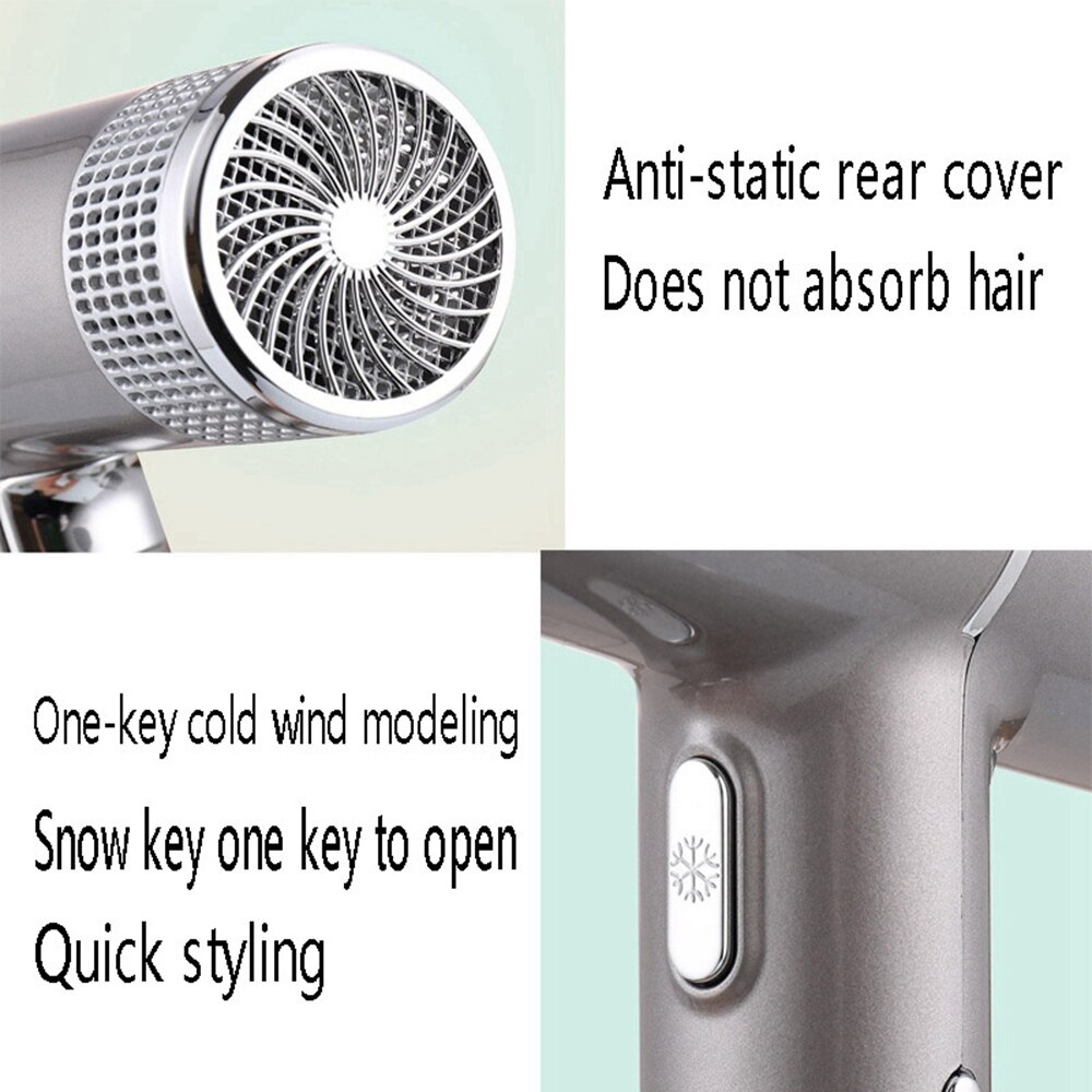SURKER-secador de pelo iónico de 2000W, herramienta de estilismo de cabello con difusor, enchufe de la UE, color gris